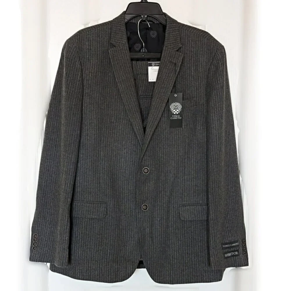 Vince Camuto Men's Bell 2-Piece Suit Light Gray Striped Size 42L/W35 (MSRP $150)